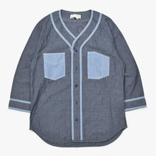 Load image into Gallery viewer, GANRYU ガンリュウ COMME des GARCONS ベースボールシャツ ES-B005-051-1-2 長袖 ブルー サイズS 美品 中古 4b012619