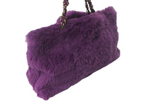 Load image into Gallery viewer, CHANEL シャネル ココマーク チェーンショルダーバッグ 6番台 ファー レザー アンティークゴールド パープル 美品 中古 4c069200