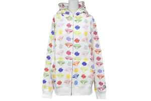 New and unused BILLIONAIREBOYSCLUB Billionaire Boys Club CASANOVA Casanova Allover Pattern Zip Up Parka White Multicolor Size L