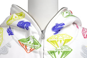 New and unused BILLIONAIREBOYSCLUB Billionaire Boys Club CASANOVA Casanova Allover Pattern Zip Up Parka White Multicolor Size L