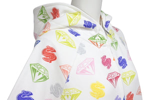 New and unused BILLIONAIREBOYSCLUB Billionaire Boys Club CASANOVA Casanova Allover Pattern Zip Up Parka White Multicolor Size L