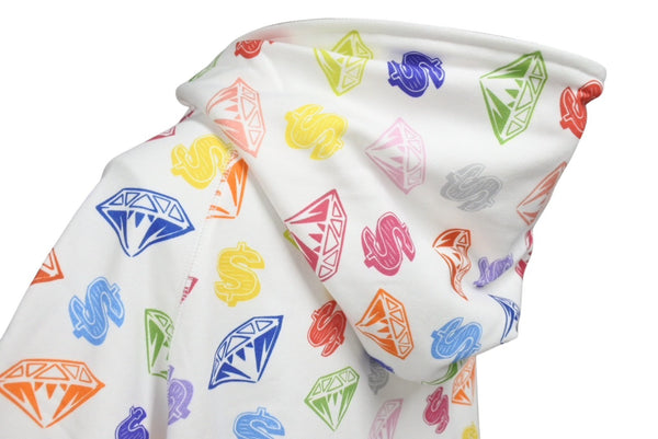New and unused BILLIONAIREBOYSCLUB Billionaire Boys Club CASANOVA Casanova Allover Pattern Zip Up Parka White Multicolor Size L