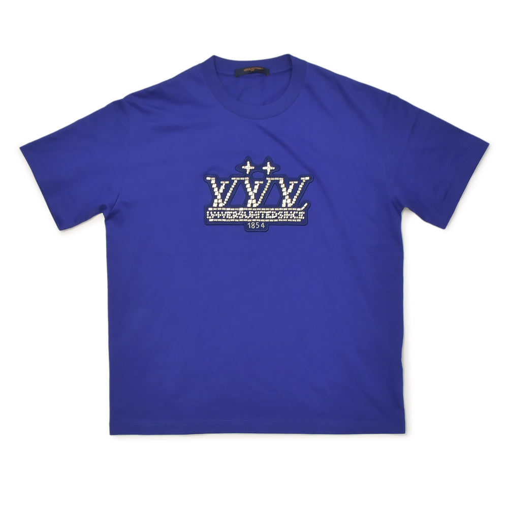 新品同様 LOUIS VUITTON ルイヴィトン 25SS 半袖Tシャツ RM251M NPG HSY91W サイズM パープル ラインストーン 中古 4b010007