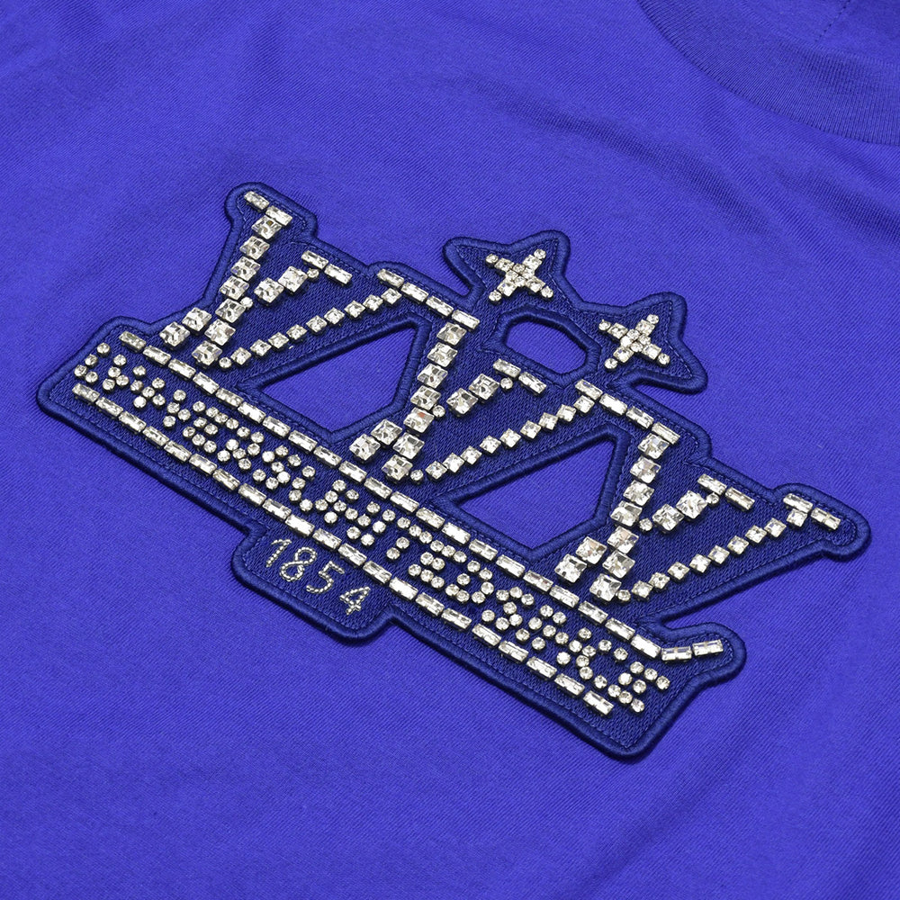 新品同様 LOUIS VUITTON ルイヴィトン 25SS 半袖Tシャツ RM251M NPG HSY91W サイズM パープル ラインストーン 中古 4b010007