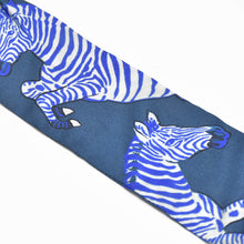 画像をギャラリービューアに読み込む, HERMES エルメス ツイリー レ ゼブル LES ZEBRES ゼブラ柄 リボン バンダナ フランス製 シルク パープル ブルー 美品 中古 4b010023