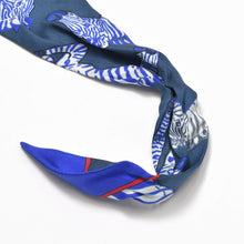 画像をギャラリービューアに読み込む, HERMES エルメス ツイリー レ ゼブル LES ZEBRES ゼブラ柄 リボン バンダナ フランス製 シルク パープル ブルー 美品 中古 4b010023