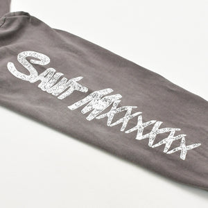新品同様 SAINT MICHAEL セントマイケル 長袖Tシャツ SM-A21-0000-019 サイズL フェードブラック ヴィンテージ加工 中古 4a010067
