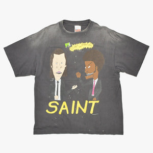 新品同様 SAINT MICHAEL セントマイケル 25SS 半袖Tシャツ SM-HR8-0000-015 サイズL ビーバス&バッドヘッド ヴィンテージ加工 中古 4a010068