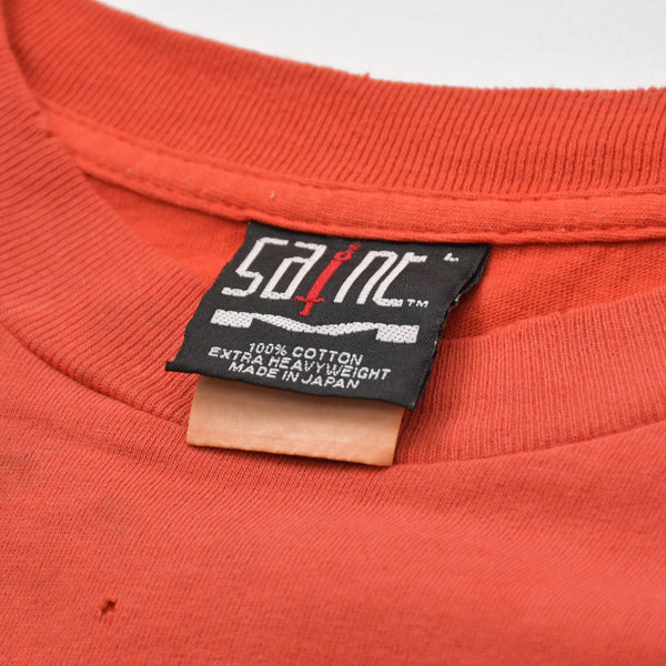 極美品 SAINT MICHAEL セントマイケル 半袖Tシャツ SM-HR1-0000-025 サイズL レッド コットン ヴィンテージ加工 中古 4a010069