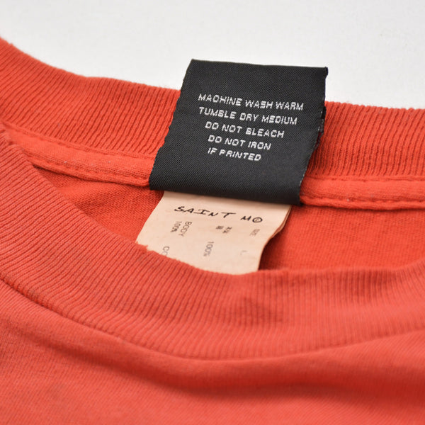 極美品 SAINT MICHAEL セントマイケル 半袖Tシャツ SM-HR1-0000-025 サイズL レッド コットン ヴィンテージ加工 中古 4a010069