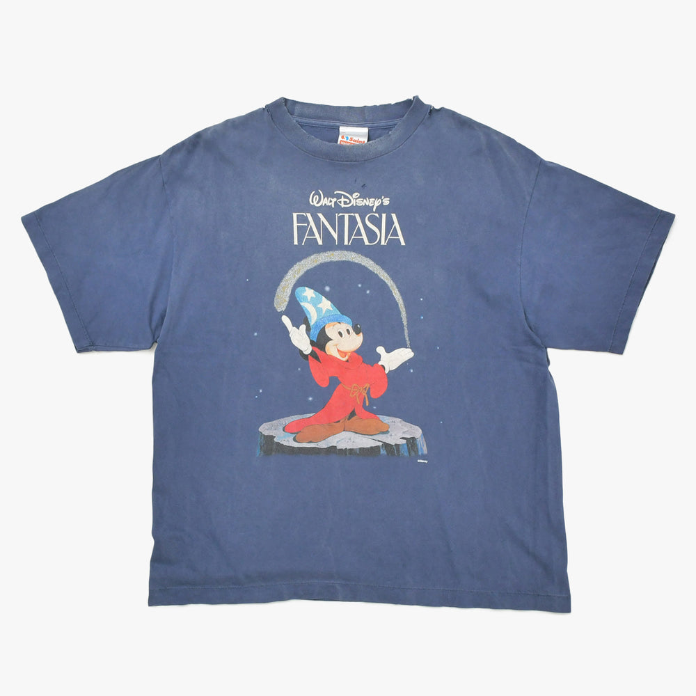 極美品 SAINT MICHAEL セントマイケル FANTASIA ファンタジア 半袖Tシャツ SM-HR8-0000-C65 サイズL ネイビー ヴィンテージ加工 中古 4a010070