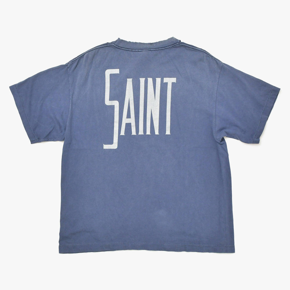 極美品 SAINT MICHAEL セントマイケル FANTASIA ファンタジア 半袖Tシャツ SM-HR8-0000-C65 サイズL ネイビー ヴィンテージ加工 中古 4a010070