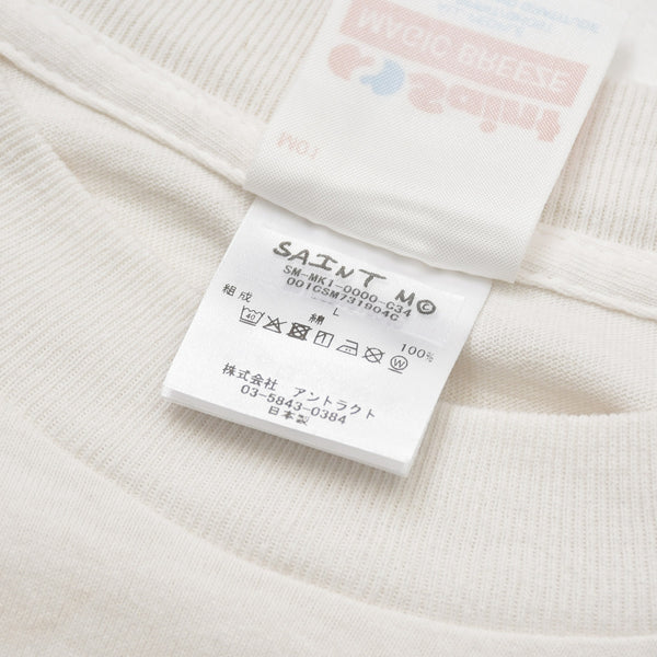 極美品 SAINT MICHAEL セントマイケル × A BATHING APE アベイシングエイプ 半袖Tシャツ SM-MK1-0000-C34 サイズL ホワイト 中古 4a010072