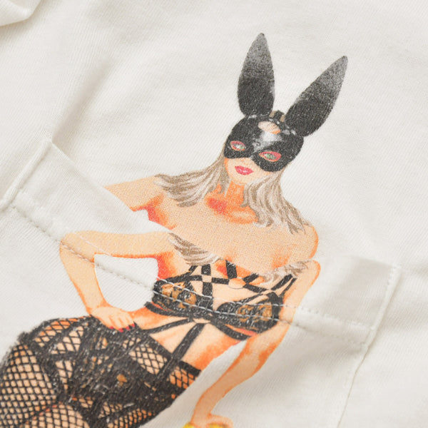 Very Good Condition SAINT MICHAEL 26SS Short Sleeve T-shirt SM-MK8-0000-017 Size L Bunny Girl White Print Used 4a010073