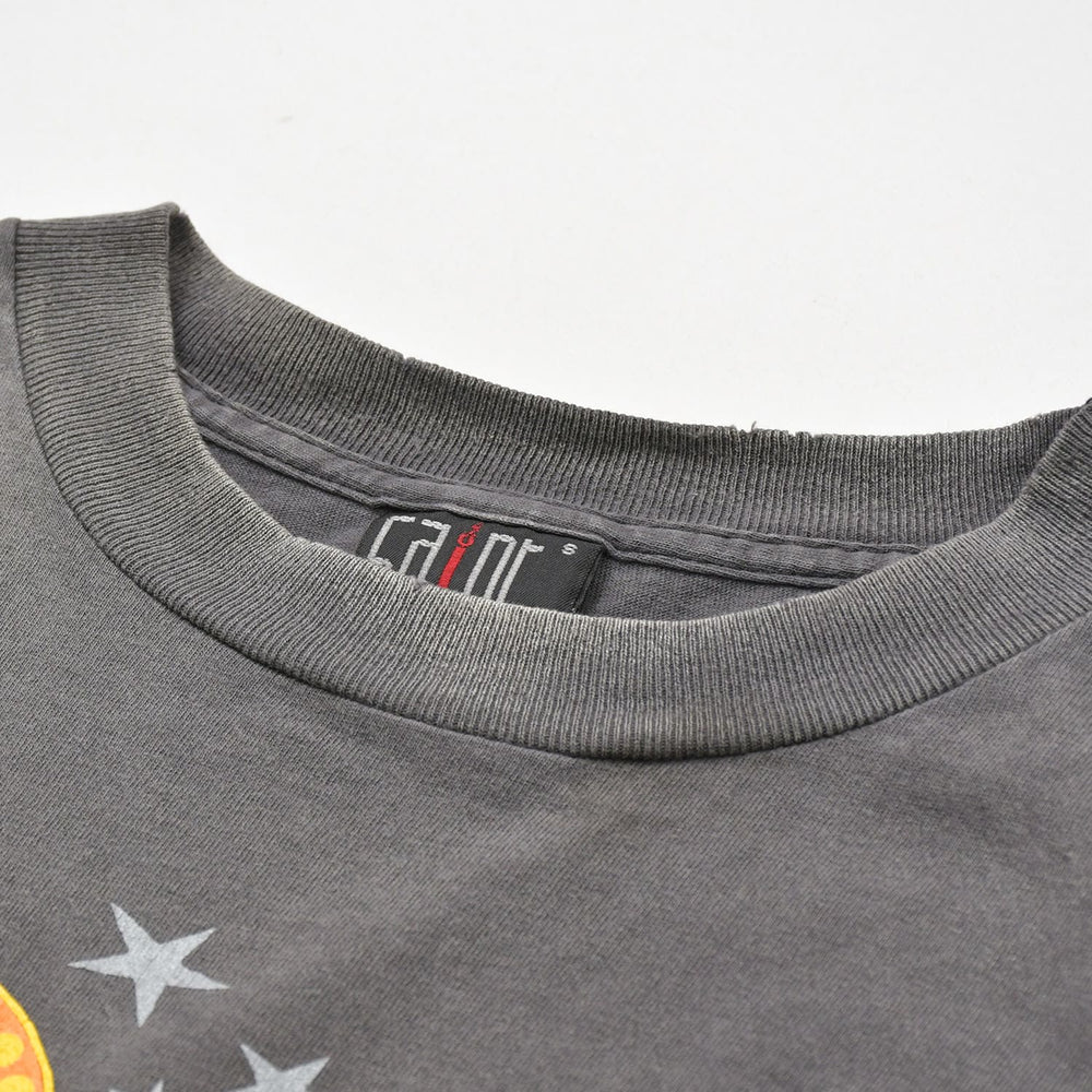 新品同様 SAINT MICHAEL セントマイケル DELICATE BULLSHIT 半袖Tシャツ SM-HR8-0000-003 サイズS ブラック ヴィンテージ加工 中古 4a010075