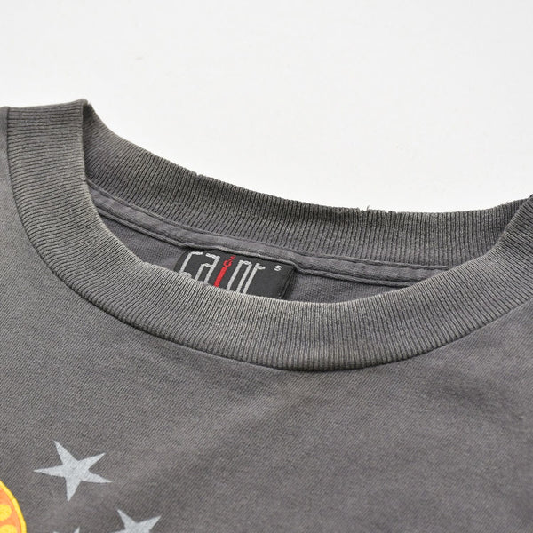新品同様 SAINT MICHAEL セントマイケル DELICATE BULLSHIT 半袖Tシャツ SM-HR8-0000-003 サイズS ブラック ヴィンテージ加工 中古 4a010075