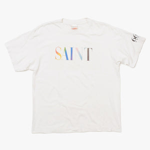 新品同様 SAINT MICHAEL セントマイケル 24AW 半袖Tシャツ SM-YS1-0000-007 サイズM ホワイト マルチカラー 中古 4a010076