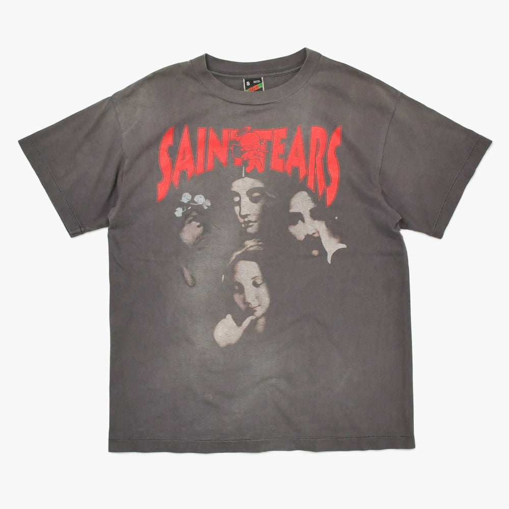 新品同様 SAINT MICHAEL セントマイケル × DENIM TEARS デニムティアーズ 半袖Tシャツ SM-S22-0000-064 サイズS ヴィンテージ加工 中古 4a010077