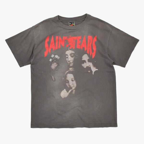 新品同様 SAINT MICHAEL セントマイケル × DENIM TEARS デニムティアーズ 半袖Tシャツ SM-S22-0000-064 サイズS ヴィンテージ加工 中古 4a010077
