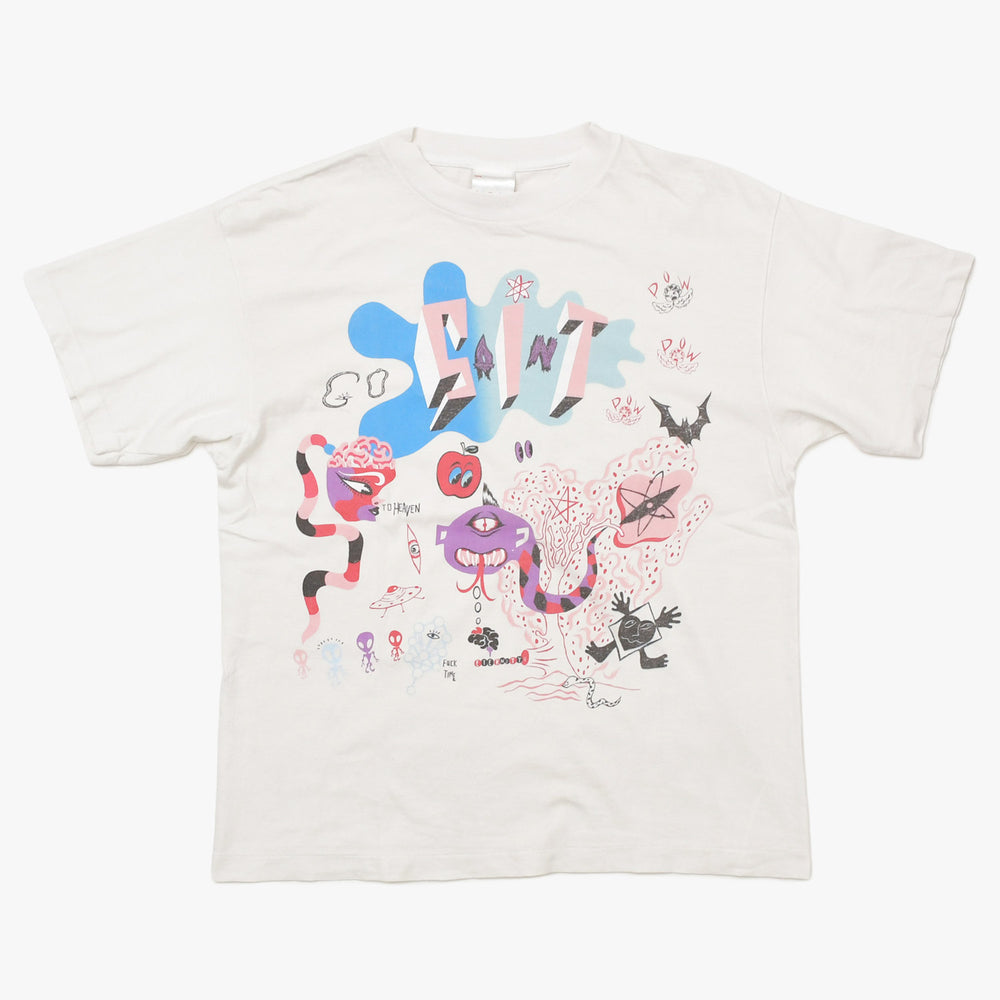 新品未使用 SAINT MICHAEL セントマイケル DAY OF THE FREAKS 半袖Tシャツ SM-HR8-0000-023 サイズS ホワイト マルチカラー 中古 4a010078