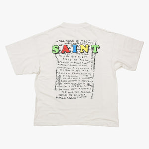 新品未使用 SAINT MICHAEL セントマイケル DAILY MIRROR デイリーミラー 半袖Tシャツ SM-MK3-0000-C02 サイズL ホワイト 中古 4a010079