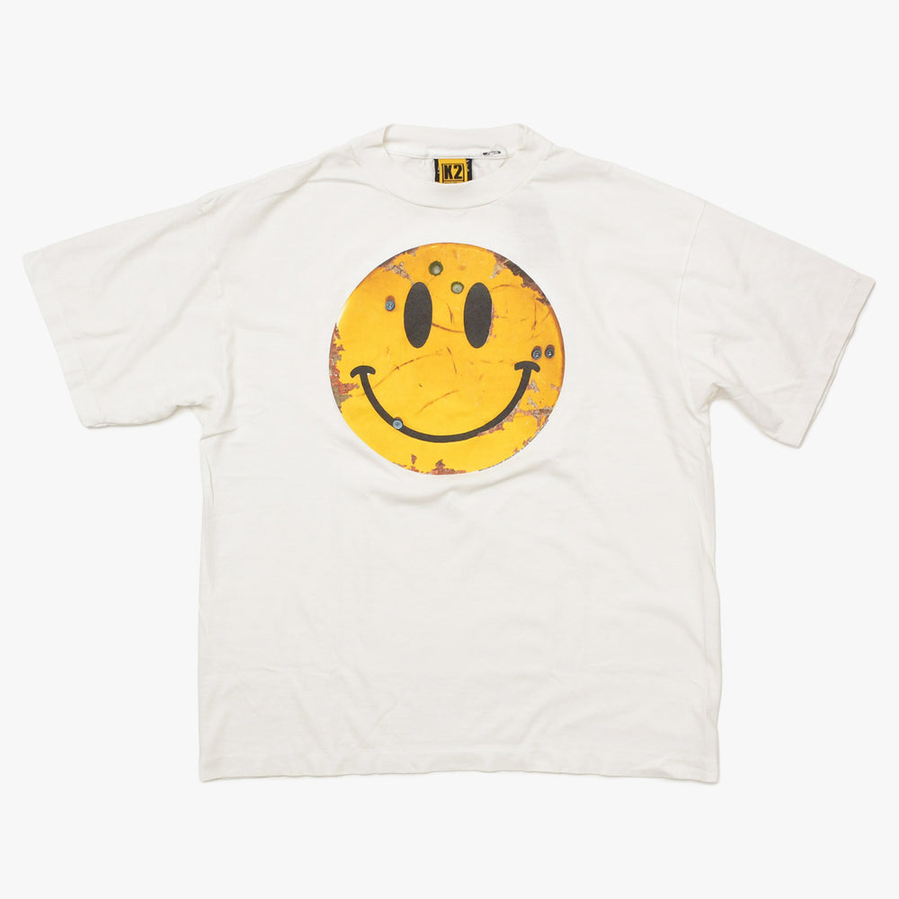 新品未使用 SAINT MICHAEL セントマイケル × The KLF ザ ケイエルエフ 半袖Tシャツ SM-HR1-0000-C02 サイズL スマイル ホワイト 中古 4a010081