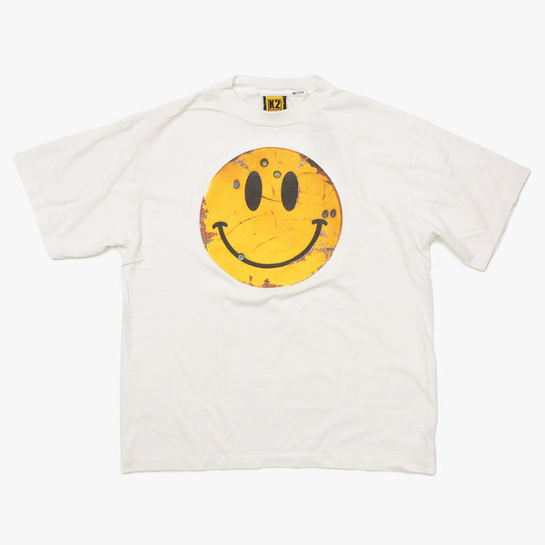 新品未使用 SAINT MICHAEL セントマイケル × The KLF ザ ケイエルエフ 半袖Tシャツ SM-HR1-0000-C02 サイズL スマイル ホワイト 中古 4a010081