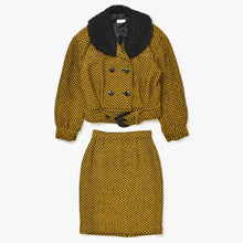 画像をギャラリービューアに読み込む, 極美品 Dior ディオール 総柄 セットアップ 7040NE83 イエロー ブラック ウール ナイロン キュプラ 中古 4b010144