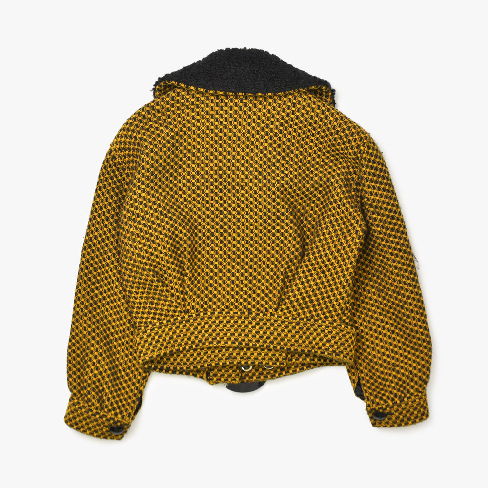 極美品 Dior ディオール 総柄 セットアップ 7040NE83 イエロー ブラック ウール ナイロン キュプラ 中古 4b010144
