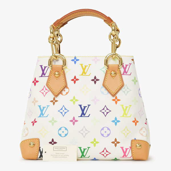 Very good condition LOUIS VUITTON Audra Bron handbag Takashi Murakami M40047 Gold hardware White Multicolor Used 4a001017