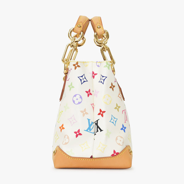 Very good condition LOUIS VUITTON Audra Bron handbag Takashi Murakami M40047 Gold hardware White Multicolor Used 4a001017