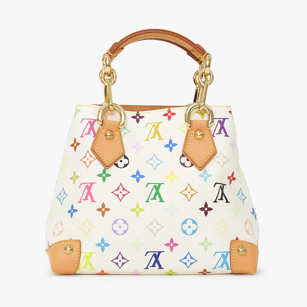 Very good condition LOUIS VUITTON Audra Bron handbag Takashi Murakami M40047 Gold hardware White Multicolor Used 4a001017