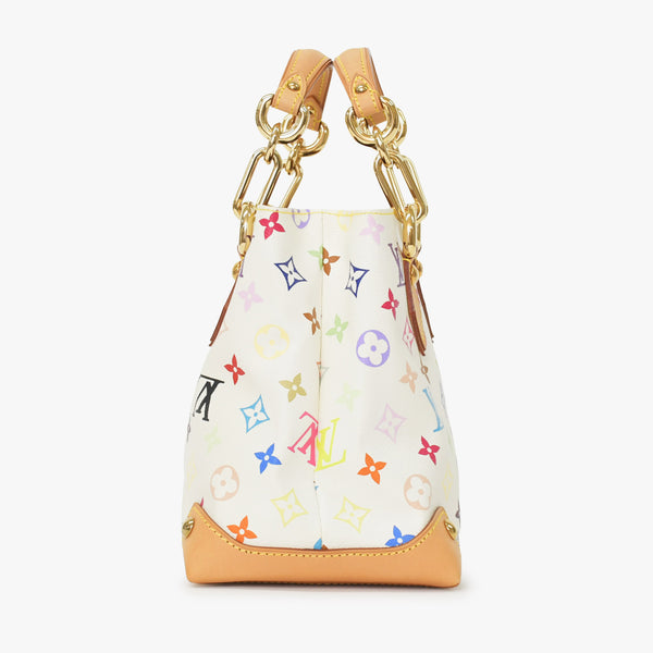 Very good condition LOUIS VUITTON Audra Bron handbag Takashi Murakami M40047 Gold hardware White Multicolor Used 4a001017
