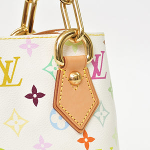 Very good condition LOUIS VUITTON Audra Bron handbag Takashi Murakami M40047 Gold hardware White Multicolor Used 4a001017