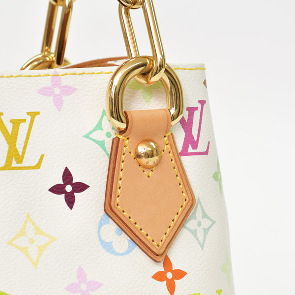 Very good condition LOUIS VUITTON Audra Bron handbag Takashi Murakami M40047 Gold hardware White Multicolor Used 4a001017