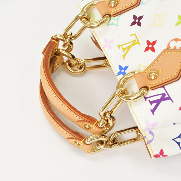 Very good condition LOUIS VUITTON Audra Bron handbag Takashi Murakami M40047 Gold hardware White Multicolor Used 4a001017