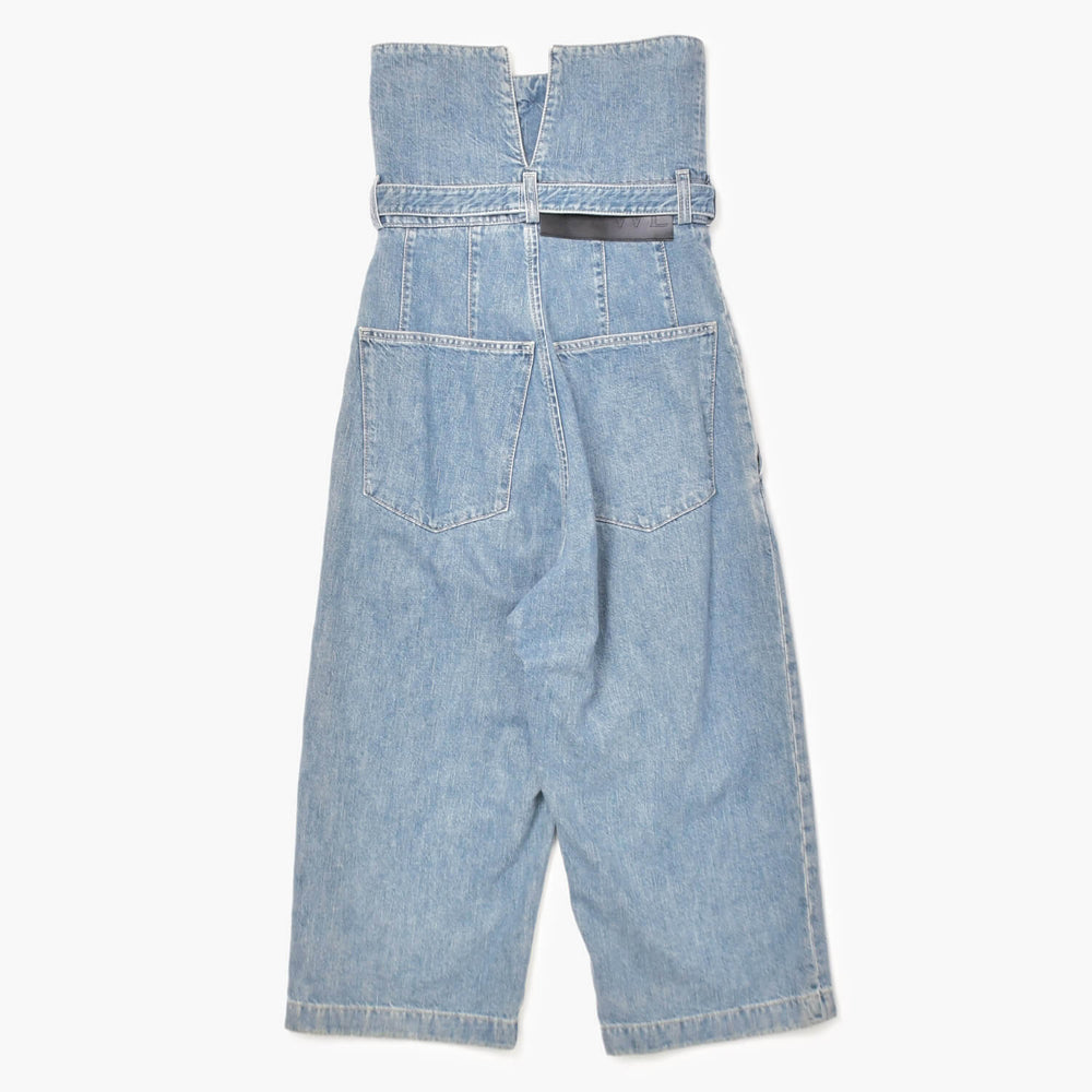 LOEWE ロエベ ハイウエスト ベルテッド ワイド デニムパンツ H2292499IB インディゴ ブルー コットン 美品 中古 4b010250