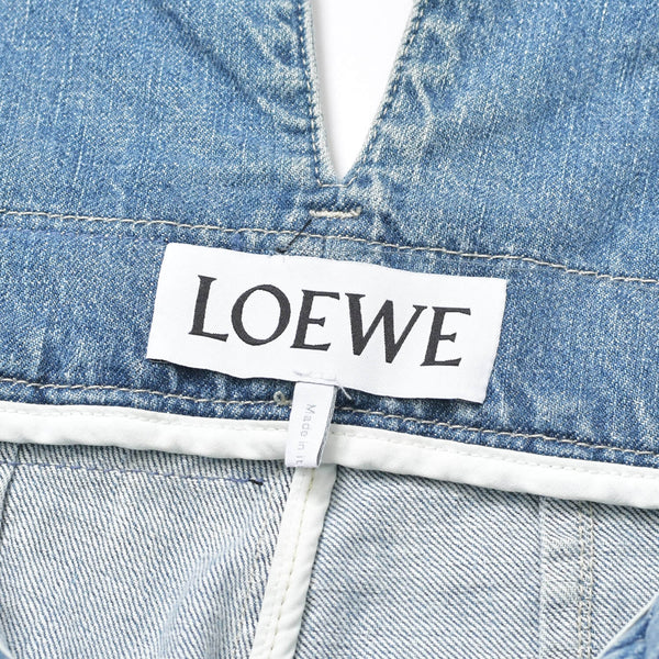 LOEWE ロエベ ハイウエスト ベルテッド ワイド デニムパンツ H2292499IB インディゴ ブルー コットン 美品 中古 4b010250