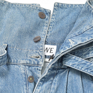 LOEWE ロエベ ハイウエスト ベルテッド ワイド デニムパンツ H2292499IB インディゴ ブルー コットン 美品 中古 4b010250