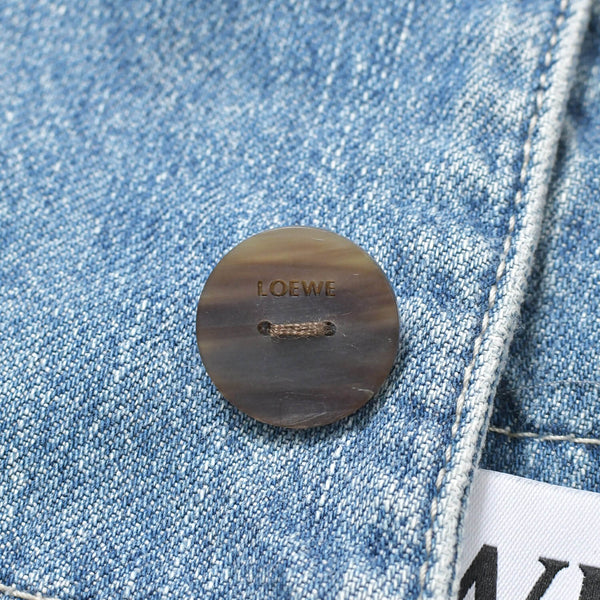 LOEWE ロエベ ハイウエスト ベルテッド ワイド デニムパンツ H2292499IB インディゴ ブルー コットン 美品 中古 4b010250
