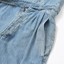 画像をギャラリービューアに読み込む, LOEWE ロエベ ハイウエスト ベルテッド ワイド デニムパンツ H2292499IB インディゴ ブルー コットン 美品 中古 4b010250