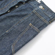 画像をギャラリービューアに読み込む, LOEWE ロエベ ハイウエスト フォールドデニムパンツ タグカット コットン D2292140IB インディゴ 濃紺 32 シルバー金具 美品 中古 4b010251