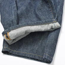 画像をギャラリービューアに読み込む, LOEWE ロエベ ハイウエスト フォールドデニムパンツ タグカット コットン D2292140IB インディゴ 濃紺 32 シルバー金具 美品 中古 4b010251
