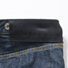 画像をギャラリービューアに読み込む, LOEWE ロエベ ハイウエスト フォールドデニムパンツ タグカット コットン D2292140IB インディゴ 濃紺 32 シルバー金具 美品 中古 4b010251