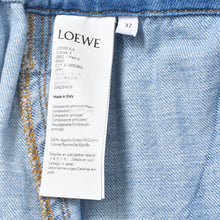 画像をギャラリービューアに読み込む, 極美品 LOEWE ロエベ ベルト ワイド デニム パンツ スカイ ブルー コットン イタリア製 サイズ 32 H526Y04W08 中古 4b010252