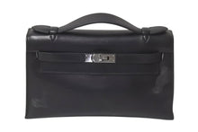 Load image into Gallery viewer, HERMES エルメス □H刻印 ハンドバッグ ポシェットケリー ブラック エヴァーグレイン ルテニウム金具 中古 4b001031
