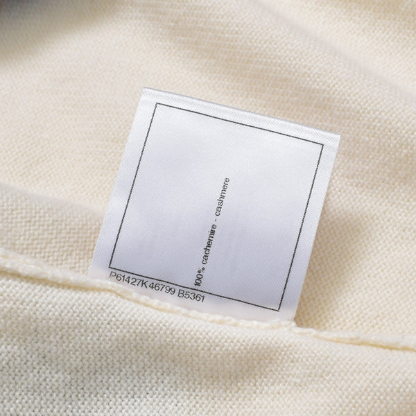 CHANEL CHANEL Logo Cardigan P61427K46799 Series 0 White Blue Cashmere Size 36 Good Condition Used 4b010311