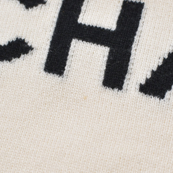 CHANEL CHANEL Logo Cardigan P61427K46799 Series 0 White Blue Cashmere Size 36 Good Condition Used 4b010311