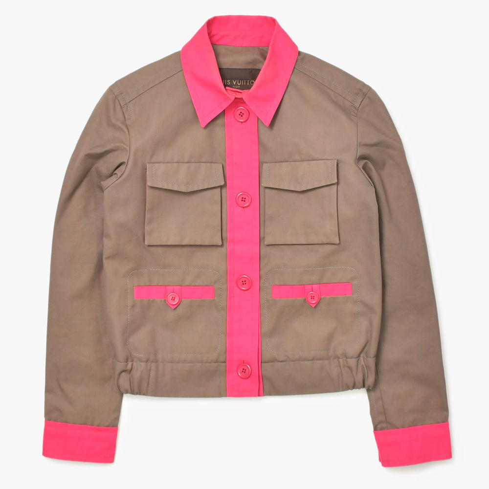 LOUIS VUITTON Jacket Outerwear Cotton Made in France Brown Pink Size 38 Good Condition Used 4b010330