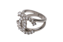 Load image into Gallery viewer, 極美品 CHANEL シャネル ココマーク リング 指輪 重量約5.3g D20K刻印 サイズ11.5号 メタル ラインストーン シルバー クリア 中古 4b001046